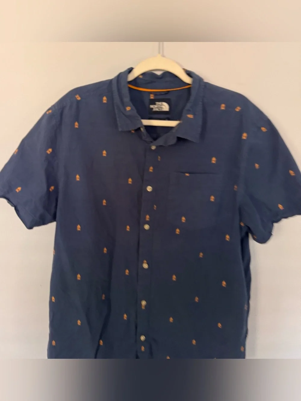 The North Face Button Up Shirt Men's XS Navy Campfire Short Sleeve Outdoor